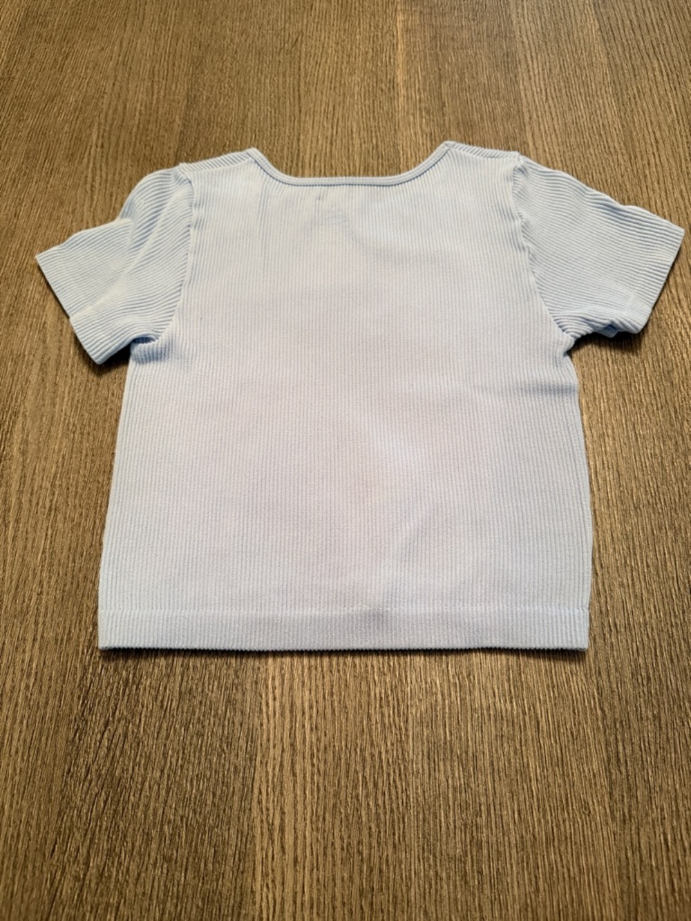 Kids Light Blue Ribbed Short Sleeve Tee - Picture 2 of 5